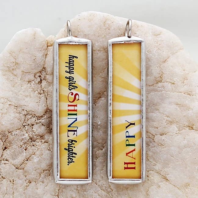 Happy Girls Shine Brighter Soldered Art Charm for wholesale by Jennifer Dahl Designs LLC
