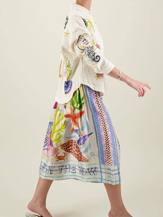 Multi Vestido falda satinada Boho con estampado JRM084 de venta al por mayor en Faire3