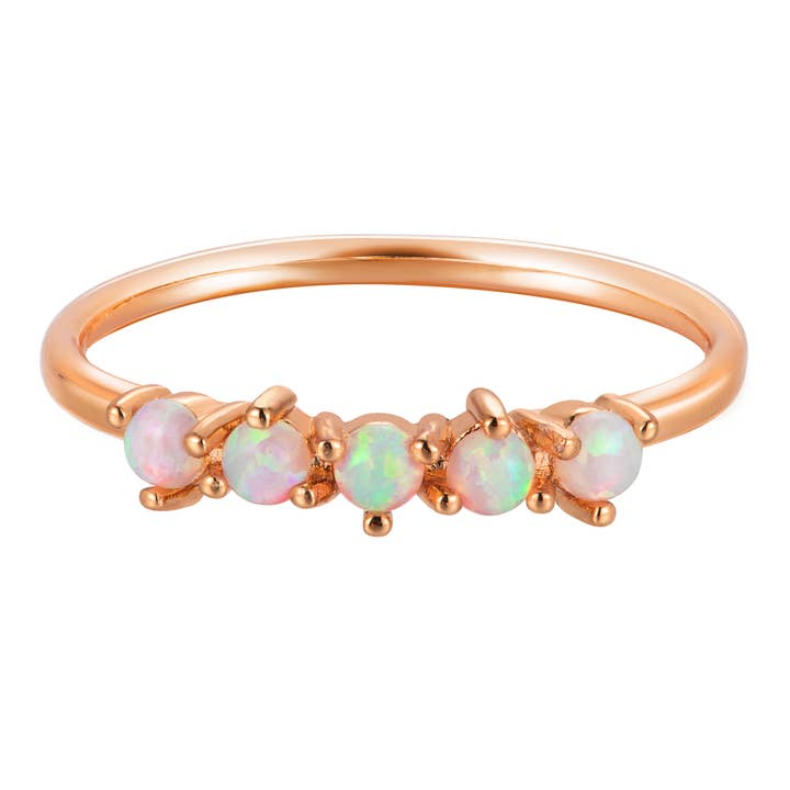 5-Stone Ring with White Opal for wholesale by Heilo Jewelry