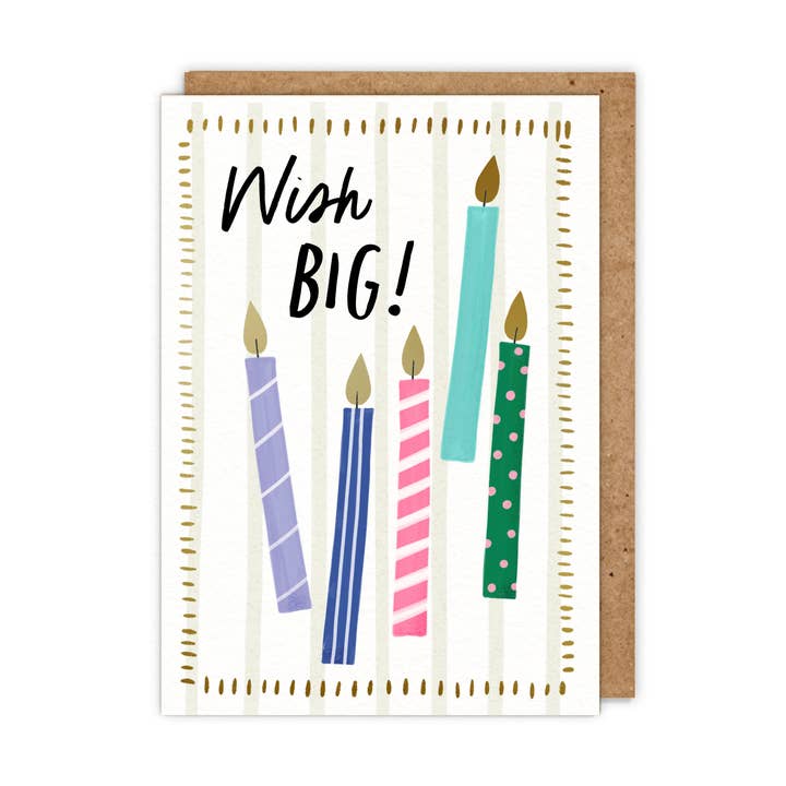 Önska stort! - Födelsedagskort med guldglänsande ljus för wholesale av Zoe Spry