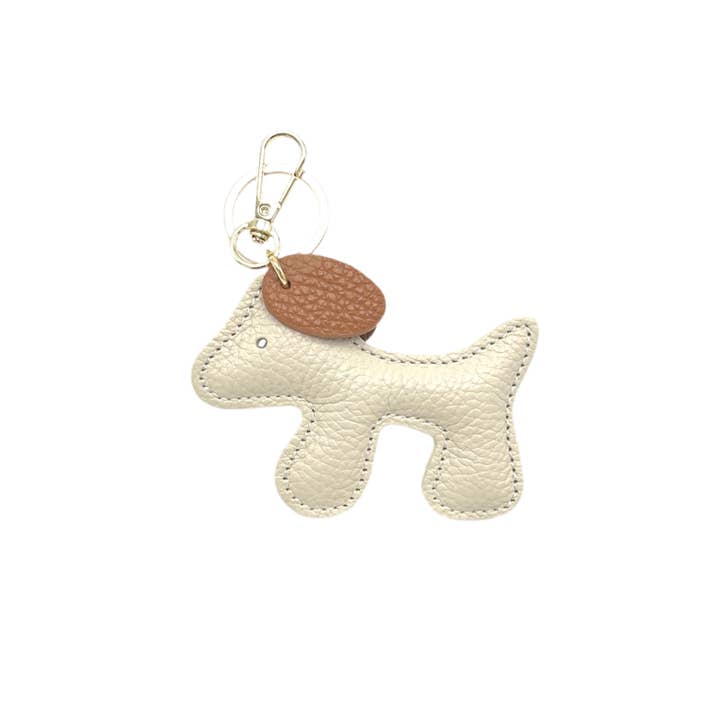 Suie Valentini srl - Wholesale Keychain - Women's - Bicolor genuine leather key chain, Cute Puppy Design, art. PO03BI