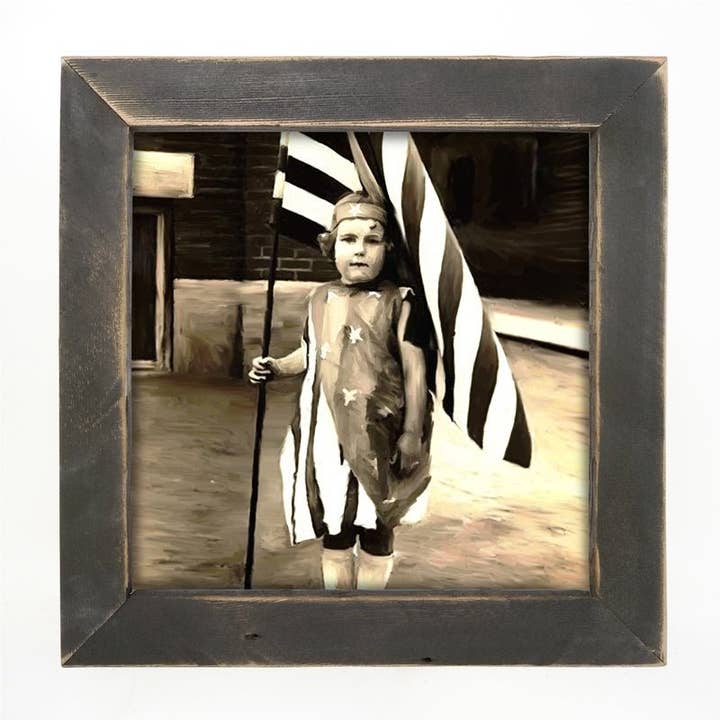 Vintage Girl with Flag for wholesale by ginger blue