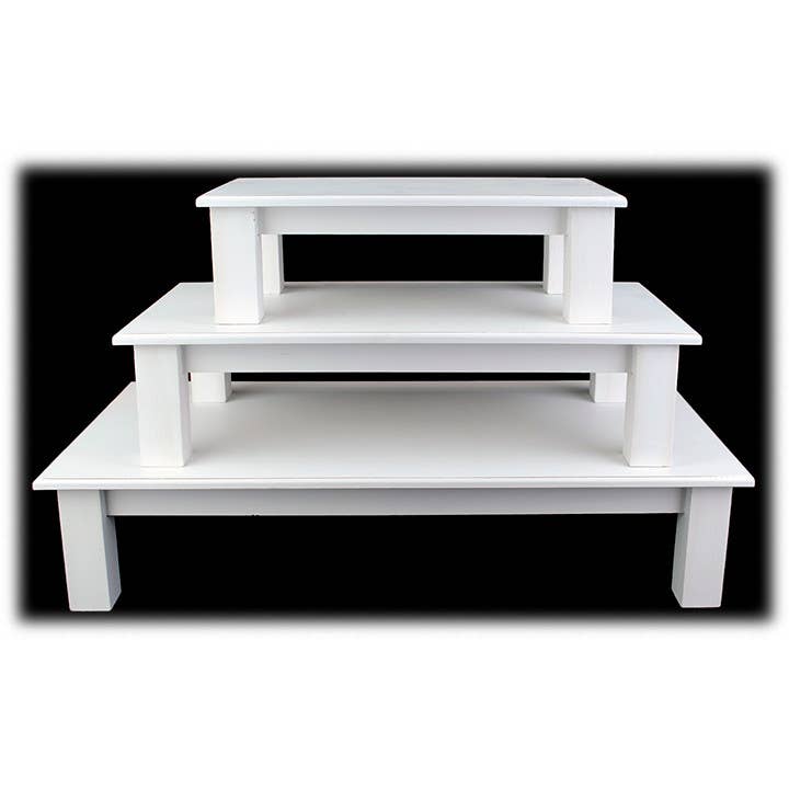 Will's Company - Wholesale Desk Riser - White Wood 'Table' Risers - Set of 3