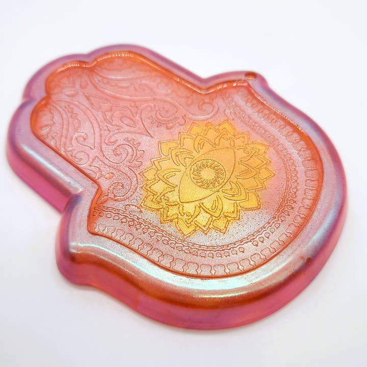 Slightly Askew Art - Wholesale Jewelry Dish - Hamsa Hand Trinket Dish - Made with Resin & Color-Shift Mica24