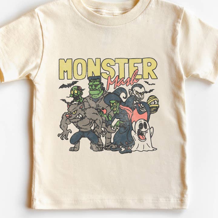 P E T I T R U E - Wholesale Screen Printed T-Shirt - Kids - Kids Halloween Shirt Monster Graphic Tee For Toddler