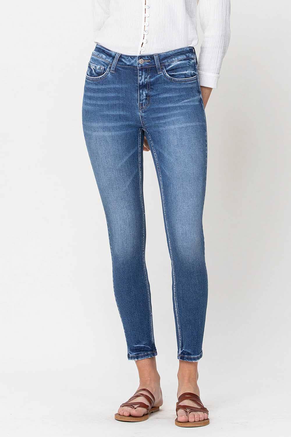 Blå MID RISE ANKELSKINNYJEANS F4119 för wholesale på Faire0