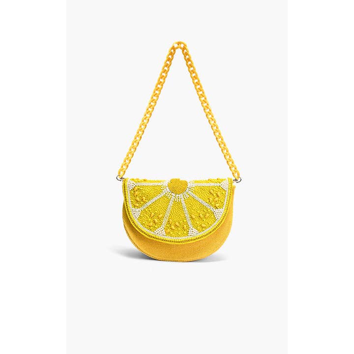 America & Beyond - Wholesale Shoulder Bag - Women's - Couture Crescent Lemon Shoulder Bag