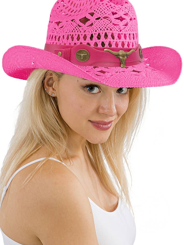 Longhorn Belt Quarterhorse Crochet Cowboy Hat for wholesale by Cap Zone