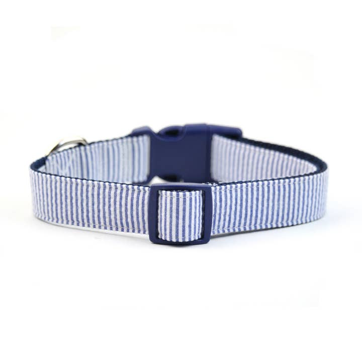 Blue Striped Nautical Dog Collar - The Nantucket for wholesale by Dusidog