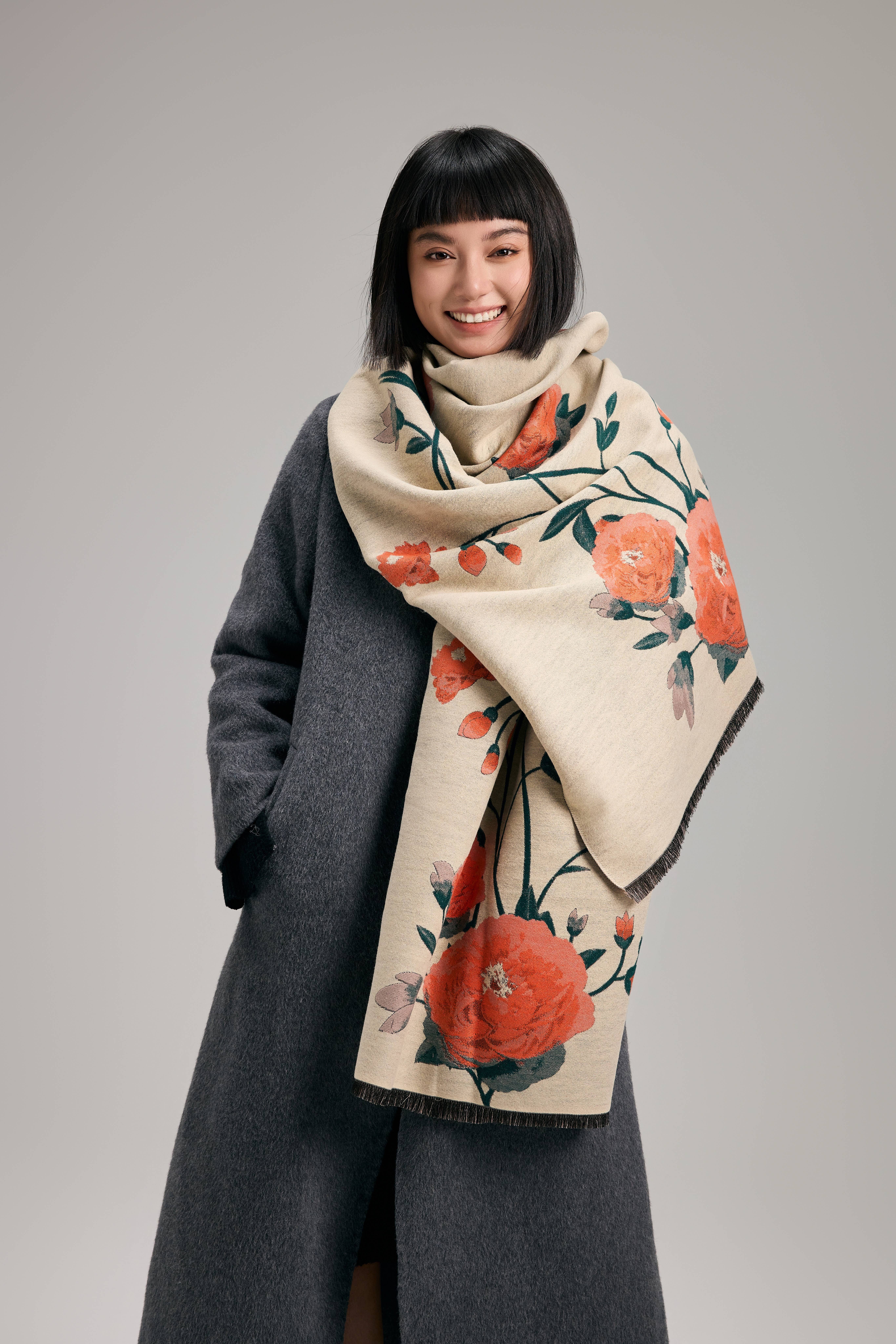 Winding River - Wholesale Wrap - Women's - Orange / Green Blossom Reversible Wrap1