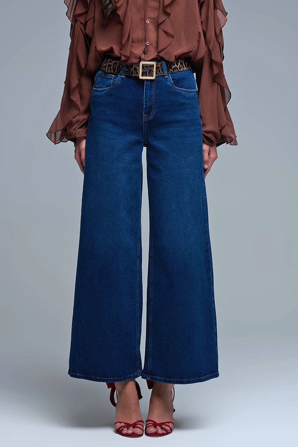 Basic Stretch Jeans with Wide Leg in Deep Blue for wholesale on Faire0
