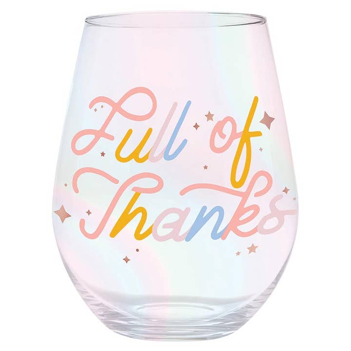 Jumble Wine Glass - Full Of Thanks for wholesale by Slant Collections by Creative Brands