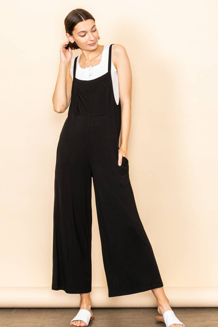 Elloh Collection - Wholesale Jumpsuit - Women's - Casual Comfy Wide Leg Overall Jumper w Bib and Side Pockets9