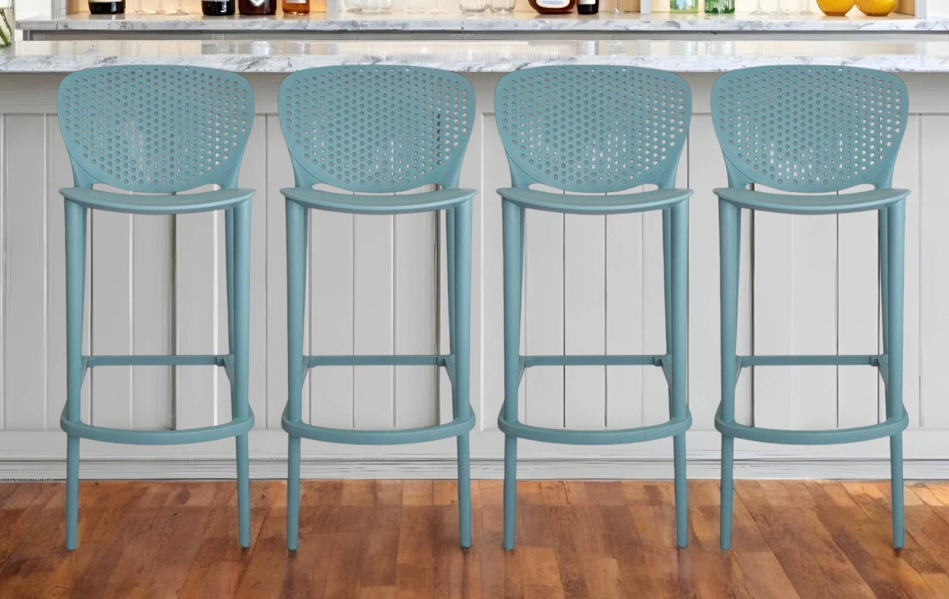 HomeRoots - Wholesale Chair - Set of Four 26" Green Heavy Duty Plastic Counter Bar Chairs0