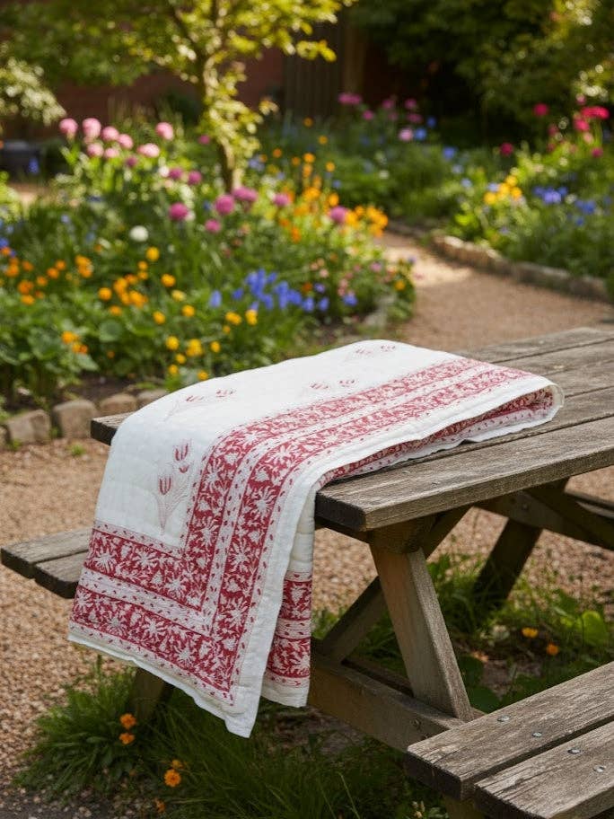 Organic Cotton Floral Quilt Handcrafted in Jaipur #5 for wholesale by Akshu & Ameirah