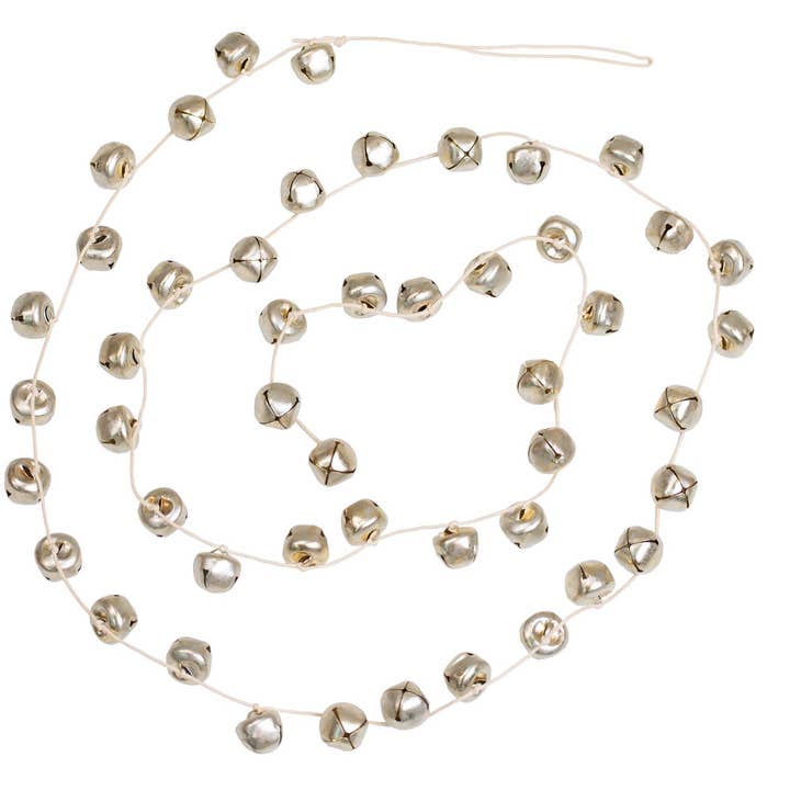 A35357: Slv metal jingle bells grlnd,48 in for wholesale by Silver Tree Home & Holiday