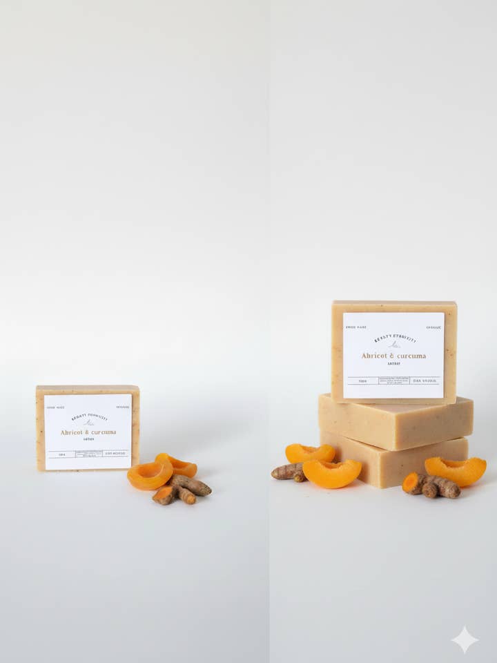 Marca Sabonete de Limpeza e Esfoliante 100% Orgânico à Base de Pó de Damasco Cúrcuma e Azeite Sem Perfume Sem Sulfato 120g por atacado de Queenshopbeauty