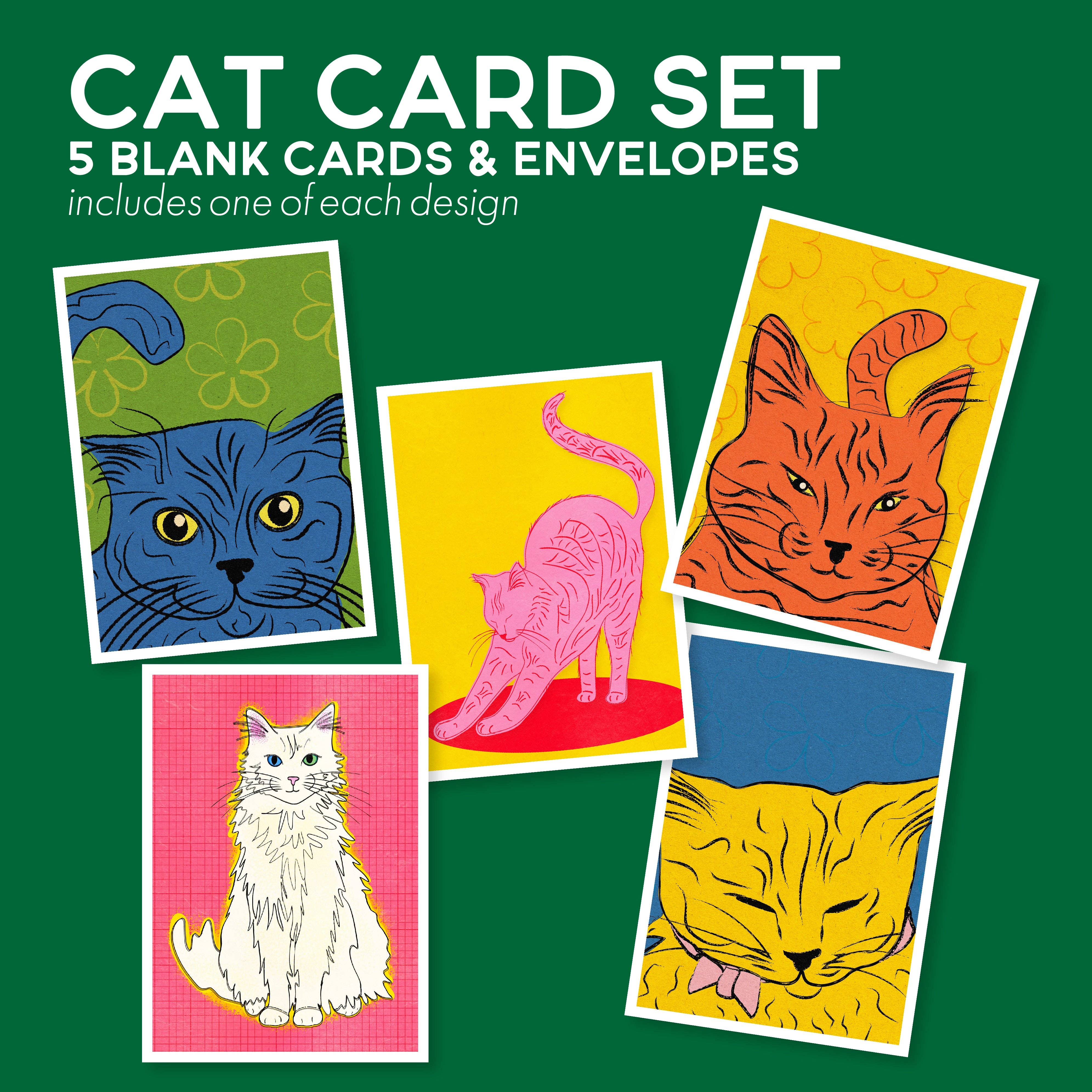 Posse Paper Goods - Wholesale Stationery/Notecard Set - Cat Card Set | Greeting Cards (Set of 5)7