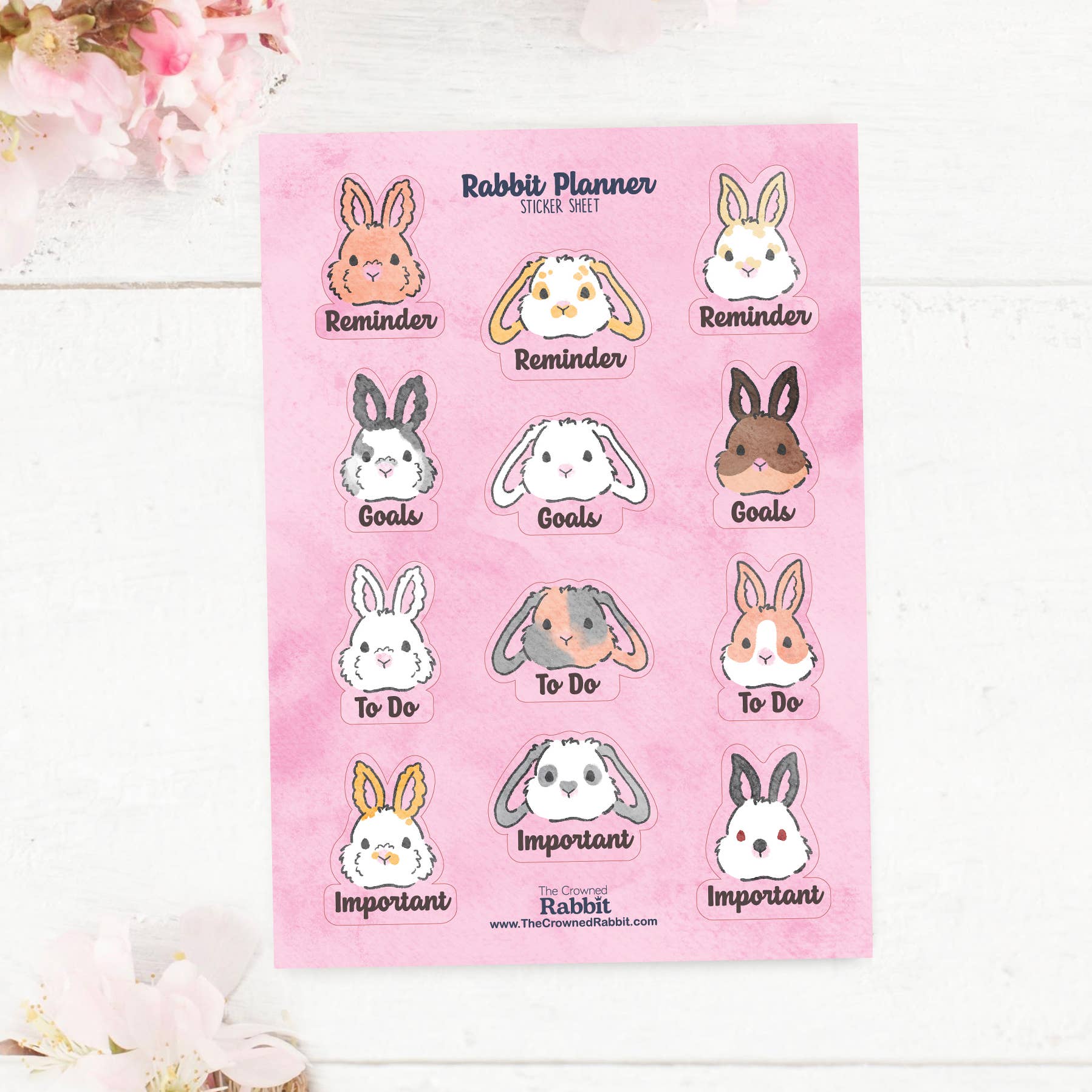 The Crowned Rabbit - Wholesale Sticker - Rabbit Portrait Planner Vinyl Sticker Sheet