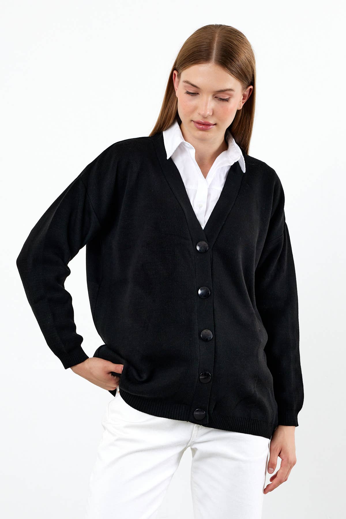 VAV NEW YORK - Wholesale Cardigan - Women's - Women's Solid Color Mid-Length Knit Cardigan Oversized Solid0