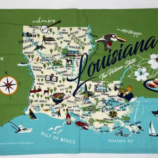 Louisiana Tea Towel for wholesale by Galleyware