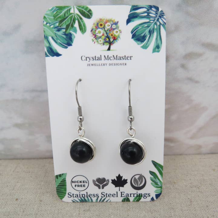 Crystal McMaster Jewellery Designer – Großhandel Ohrhänger – Schwarze baumelnde Edelstahlohrringe9