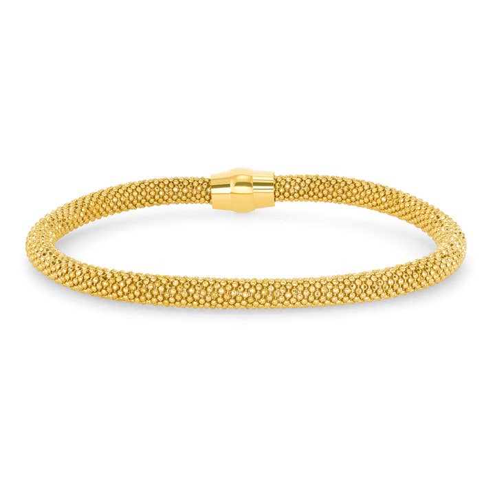 King of Silver – Engroshandel Armbånd – Sterling sølv Wide Mesh Magnet Lukning Armbånd i Gul Guld