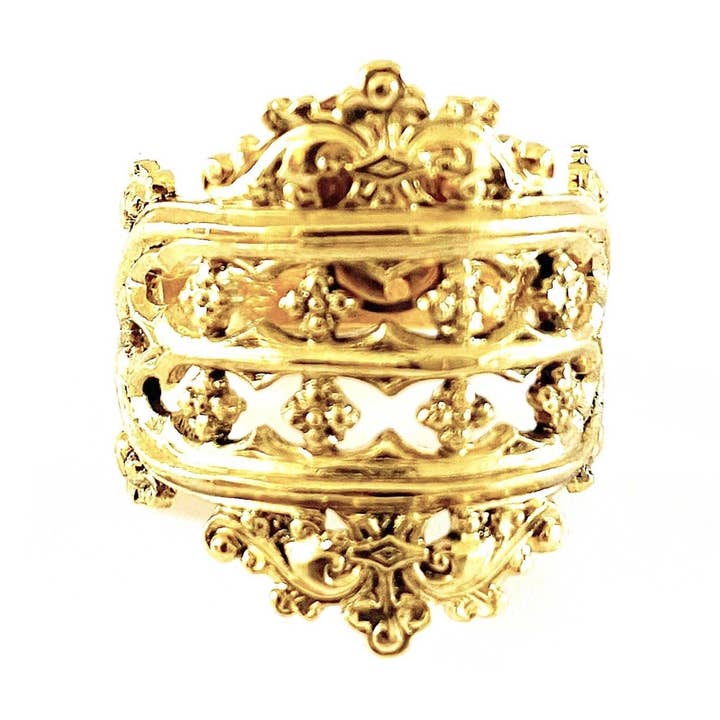 Anel Tilda Ouro Inoxidável Ouro - artes artesanais por atacado de Lotta Djossou Paris