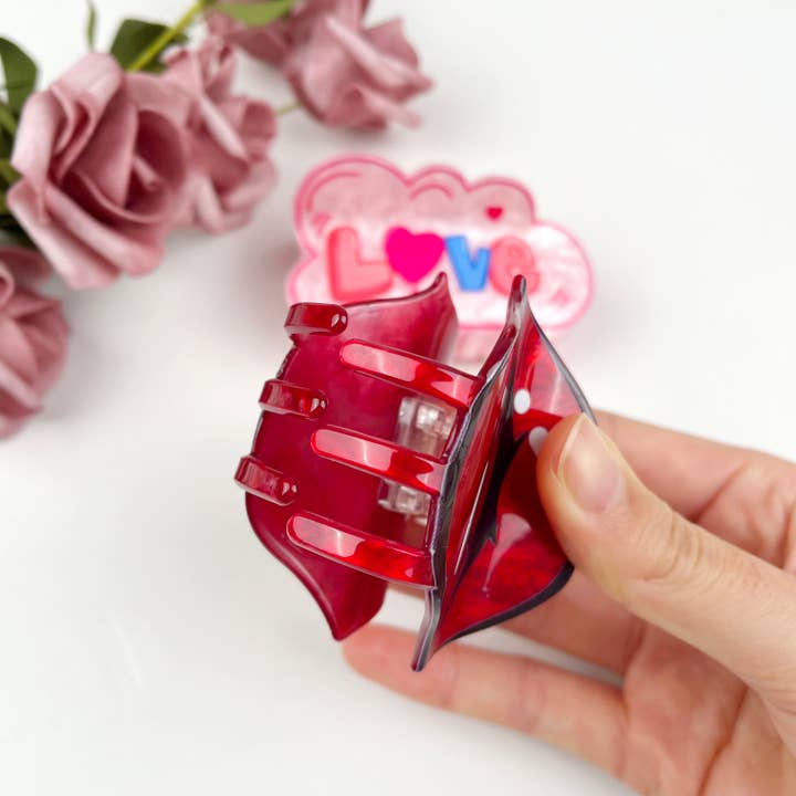 mildstyles – Engroshandel Hårspænde - Dame – Mors dag gave Red Lips Kiss Spring Hair Claw Clips