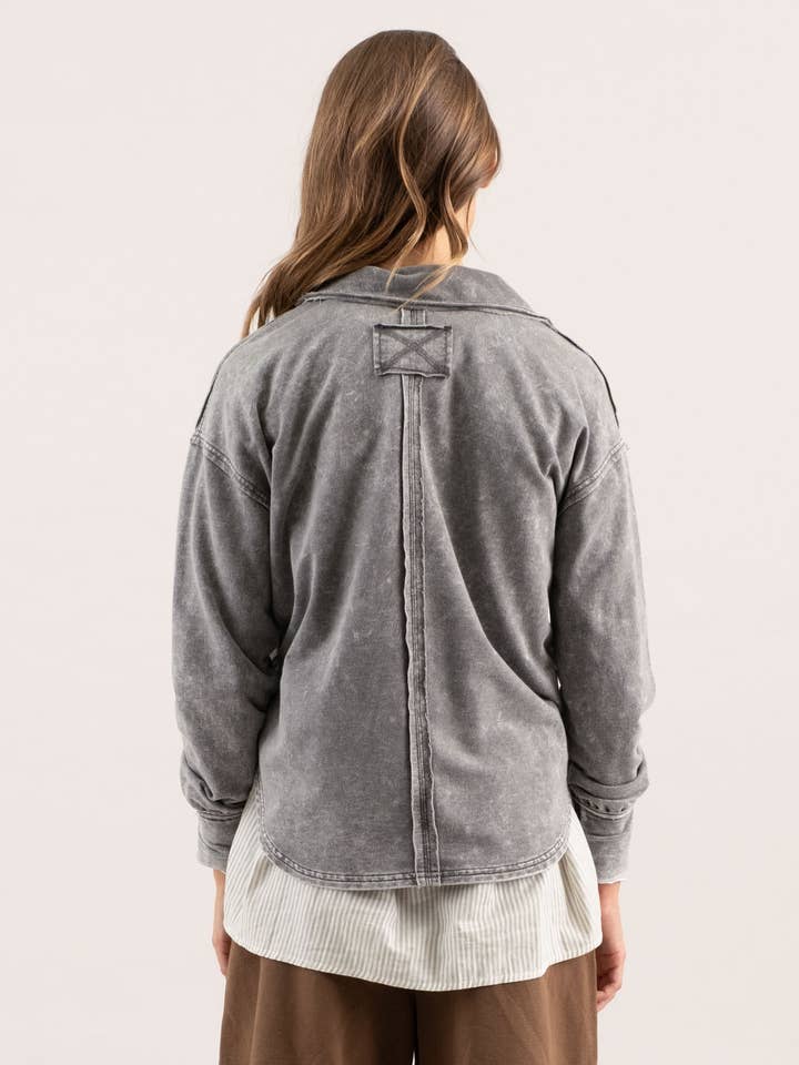 Blu Pepper - Wholesale Knit Top - Women's - WASHED COLLARED LONG SLEEVE KNIT TOP6