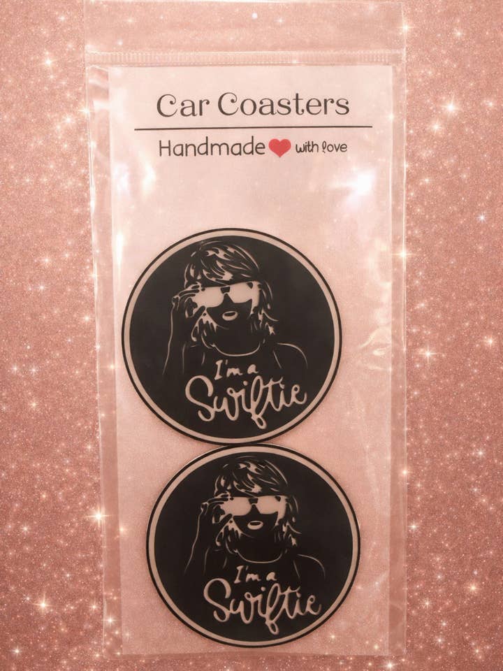 Dessous de verre pour voiture Pop Era (Or rose/Noir) pour la vente par DLC Creations