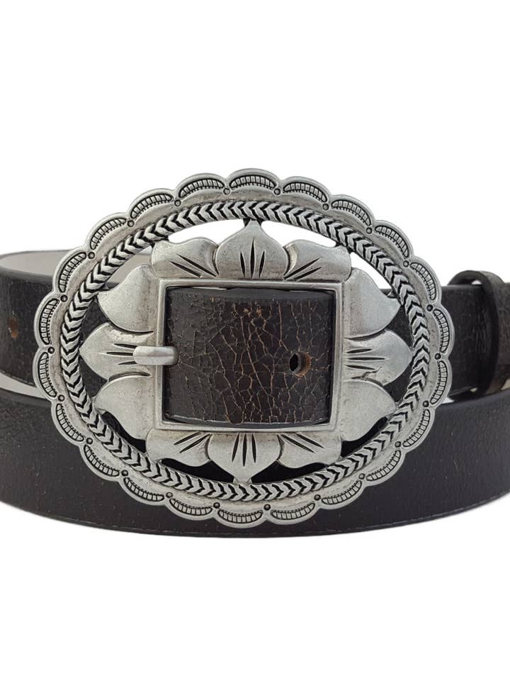 Genuine Vintage Crack Leather Belt w. western buckle for wholesale by Axesoria West