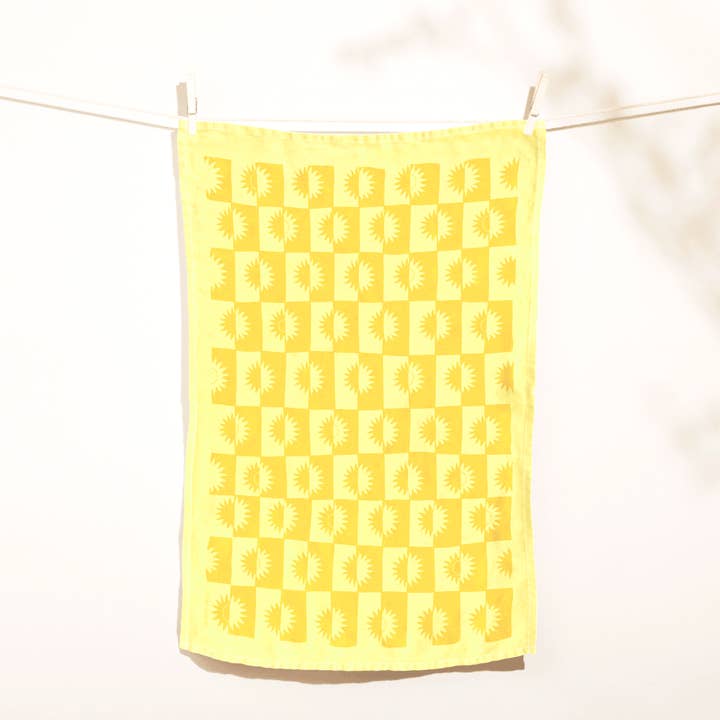 Elana Gabrielle - Vente Torchons - Torchon en lin Sunrise - Serviette absorbante, style graphique soleil2