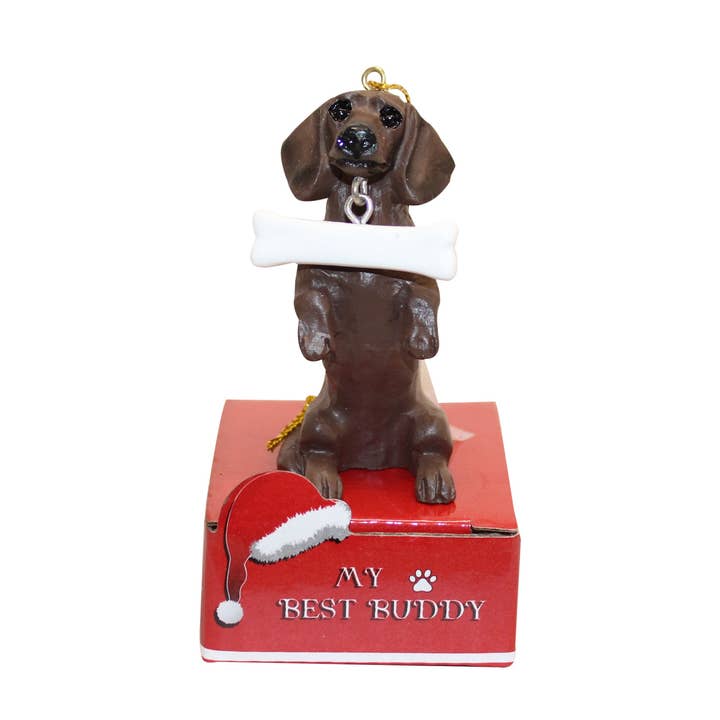 Dachshund, Red Dog Bone Ornament for wholesale by E&S Pets