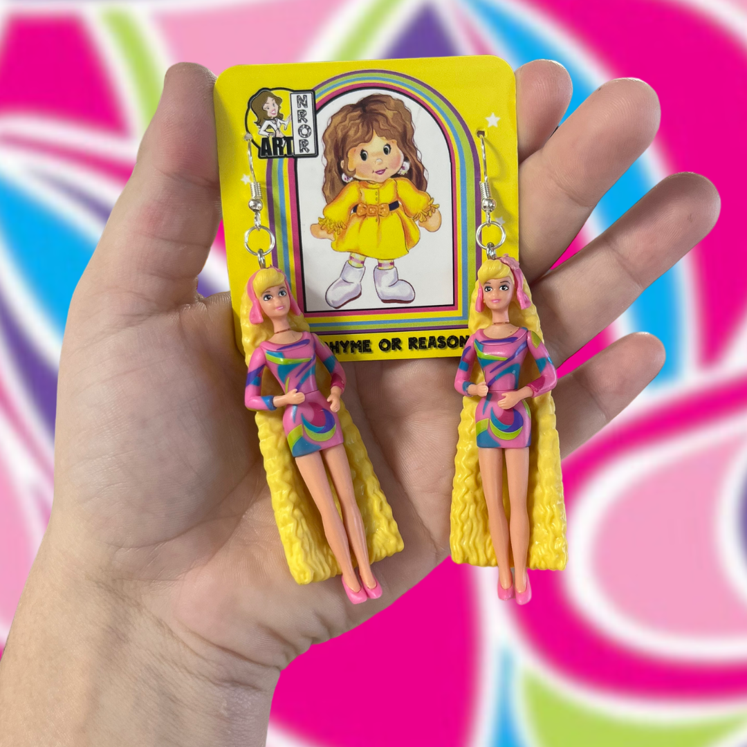 NO RHYME OR REASON ART - Wholesale Dangle Earrings - Totally Hair Barbie Doll Earrings - 90s Nostalgia, Posable8