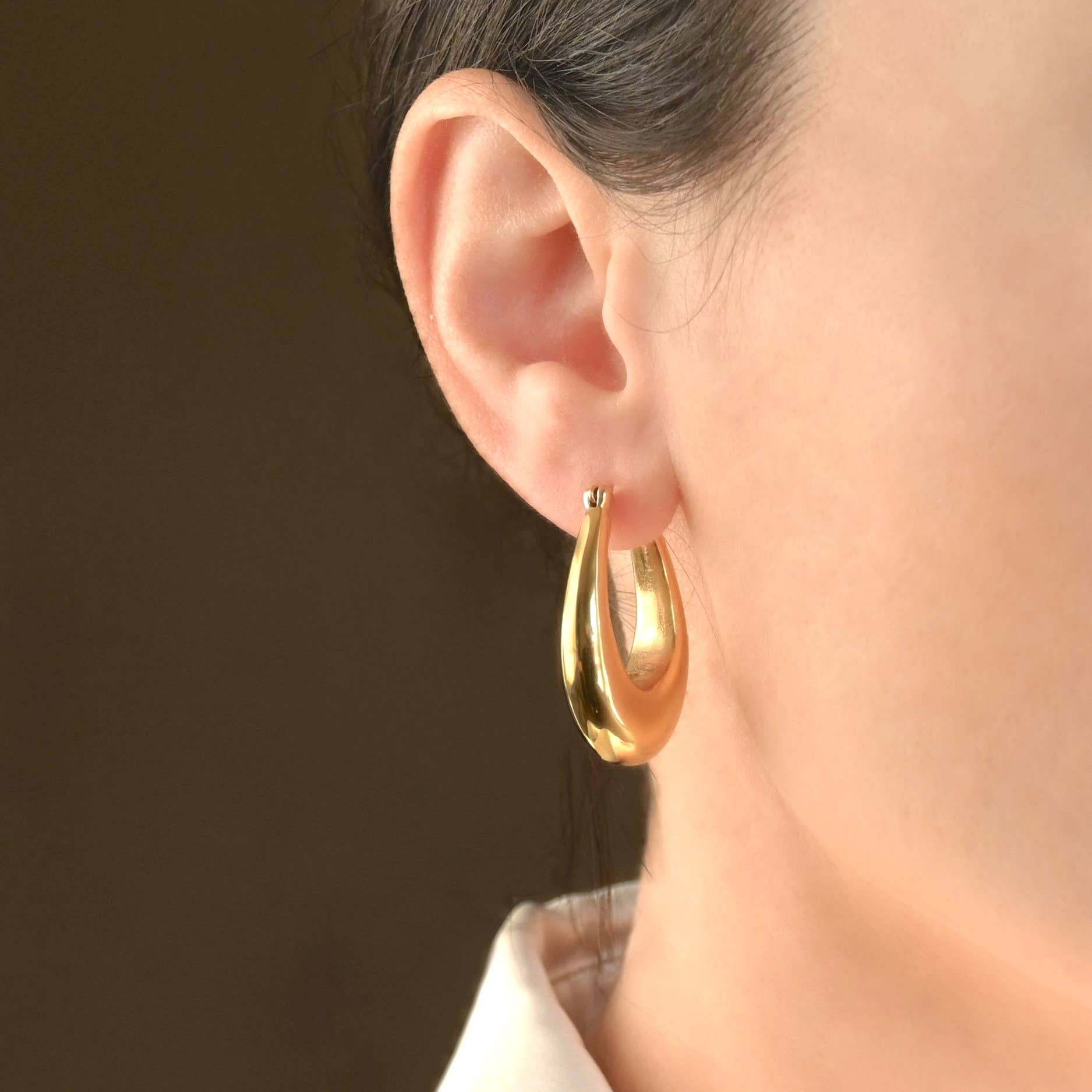 Blueyejewelry – Großhandel Hoops – Flat Teardrop Hoops — wasserdichte, dünne ovale Creolen 8