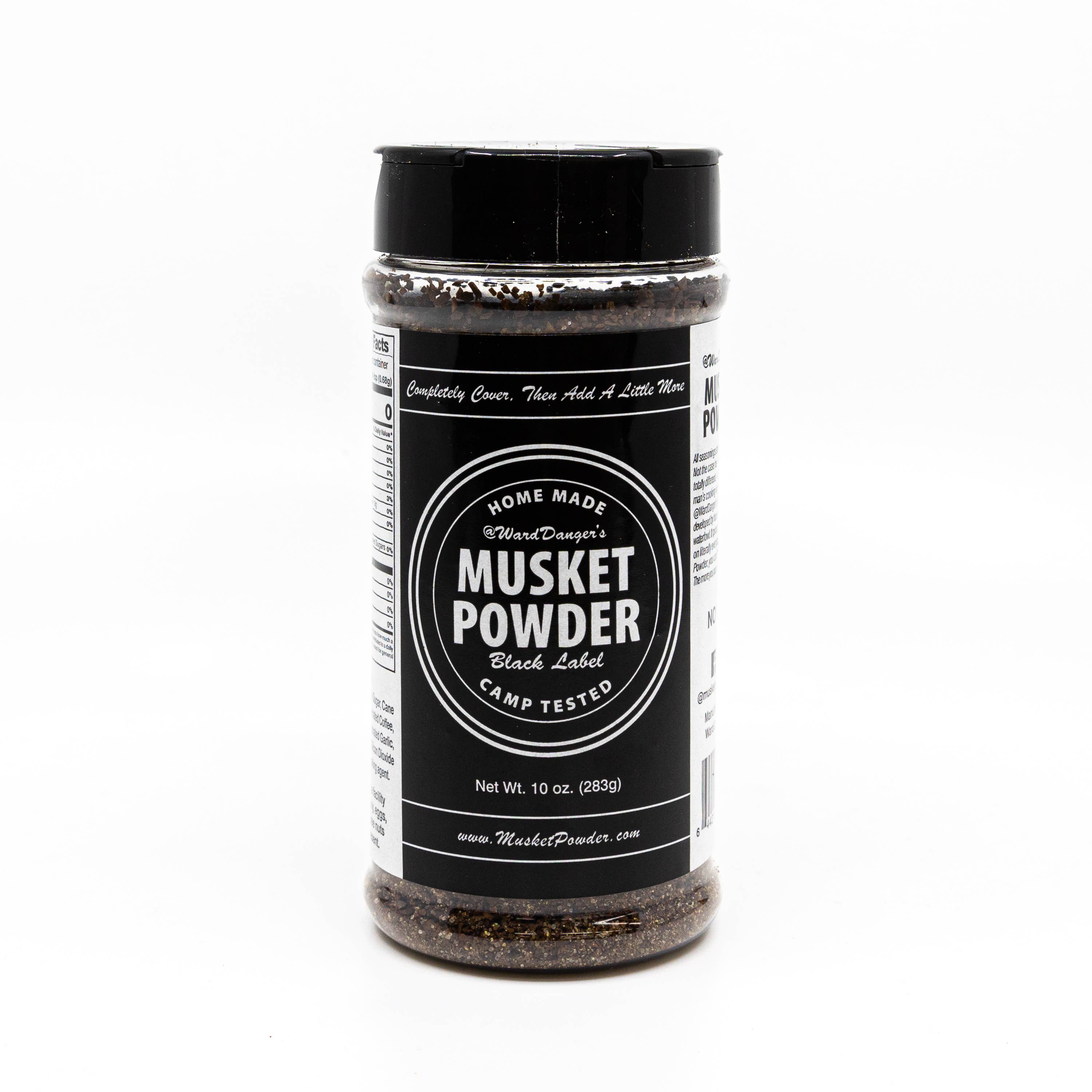 Musket Powder Seasonings – Mistura de especiarias secas por atacado – Rótulo preto em pó de mosquete (ideal para carne vermelha)