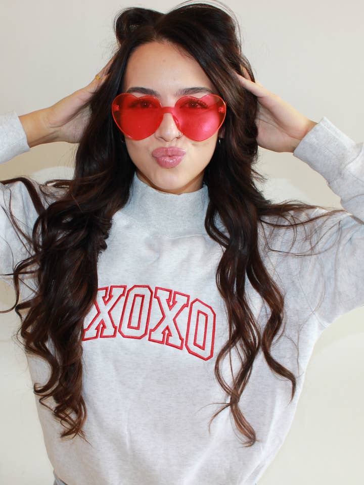 XOXO Embroidered Mock Neck Crewneck for wholesale by 920 Threads