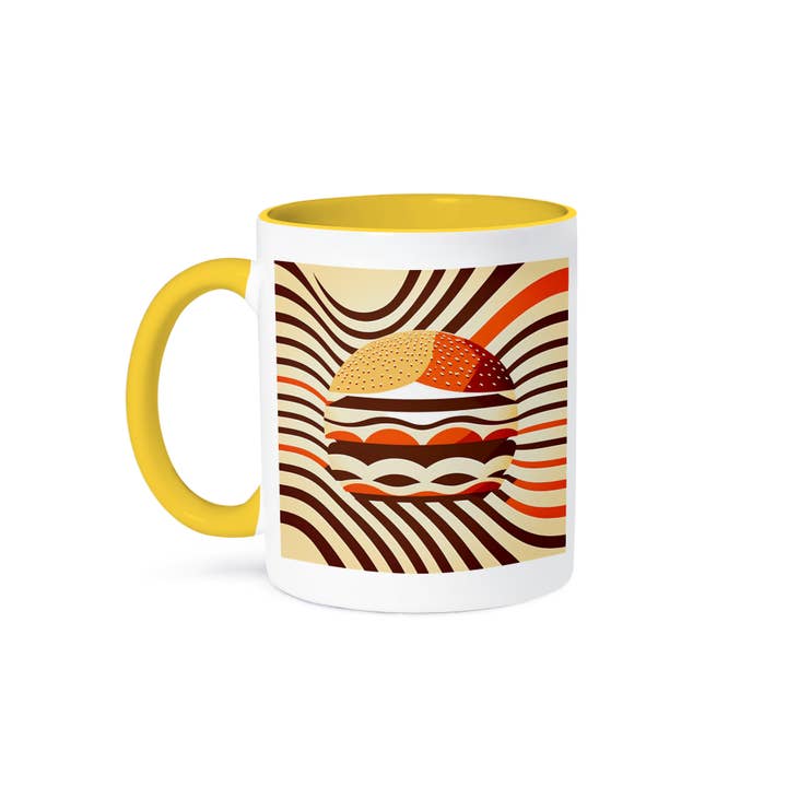 3dRose - Wholesale Coffee Mug - 3dRose, A feast for the eyes in mid-century modern style with this hamburger, Mug