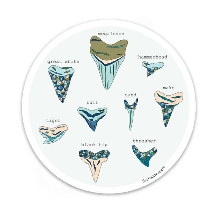 3.5" Sharktooth ID Vinyl Sticker for wholesale by The Happy Sea