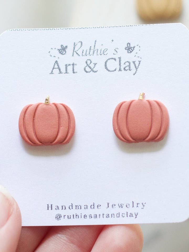Gold Stem Pumpkin Studs for wholesale by Ruthie and Co.