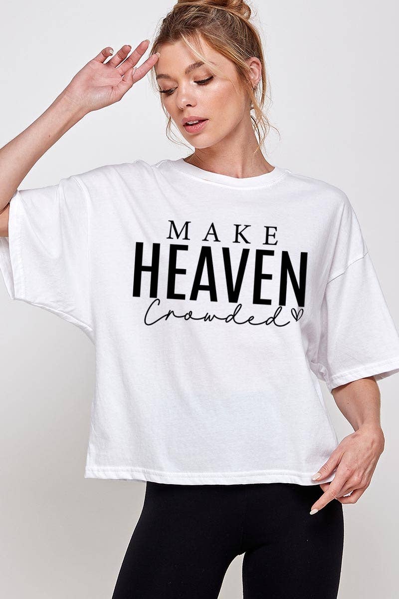 Pink Irene Wholesale - Wholesale Shirt - Women's - Make Heaven Crowded Graphic Relaxed Crop Top2
