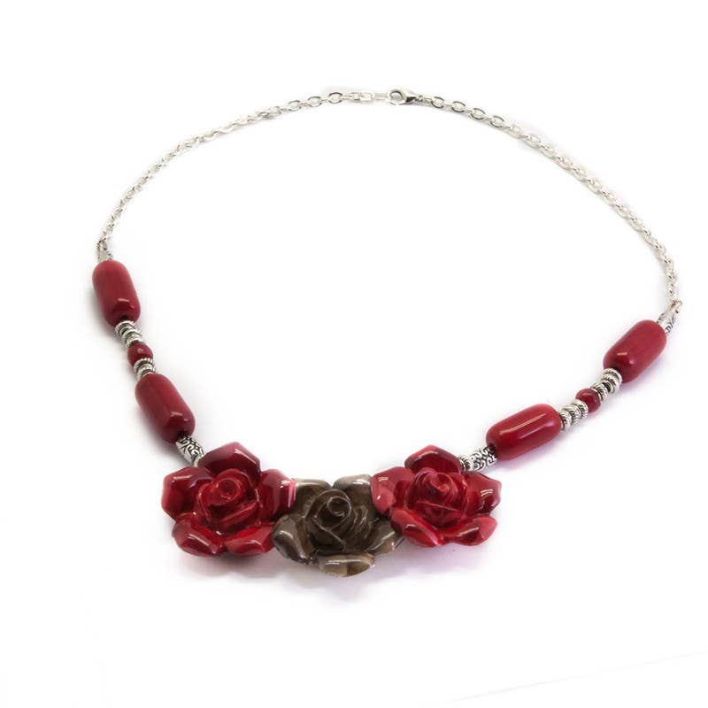 Las Joyas de Amanda - Wholesale Choker/Collar - Pink Flowers and Chocolate Necklace0