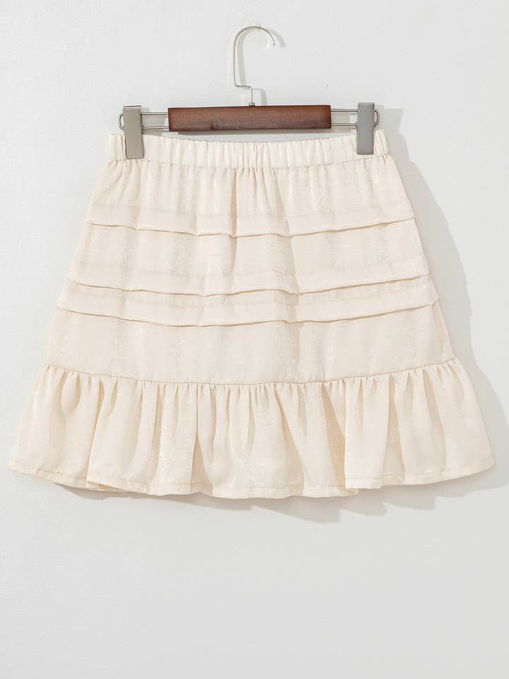 Beige Chana Elastic Waist Mini Skirt for wholesale on Faire1