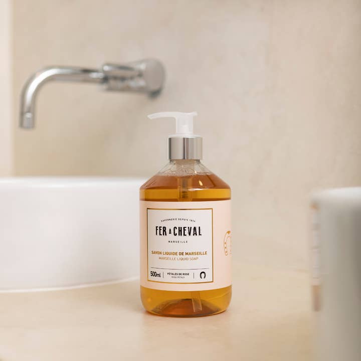 Fer à Cheval US - Wholesale Body Wash/Shower Gel - Liquid Soap Rose Petals16.9 fl oz - natrual vegetable oil based without paraben, sulfate or coloring for hands and full body