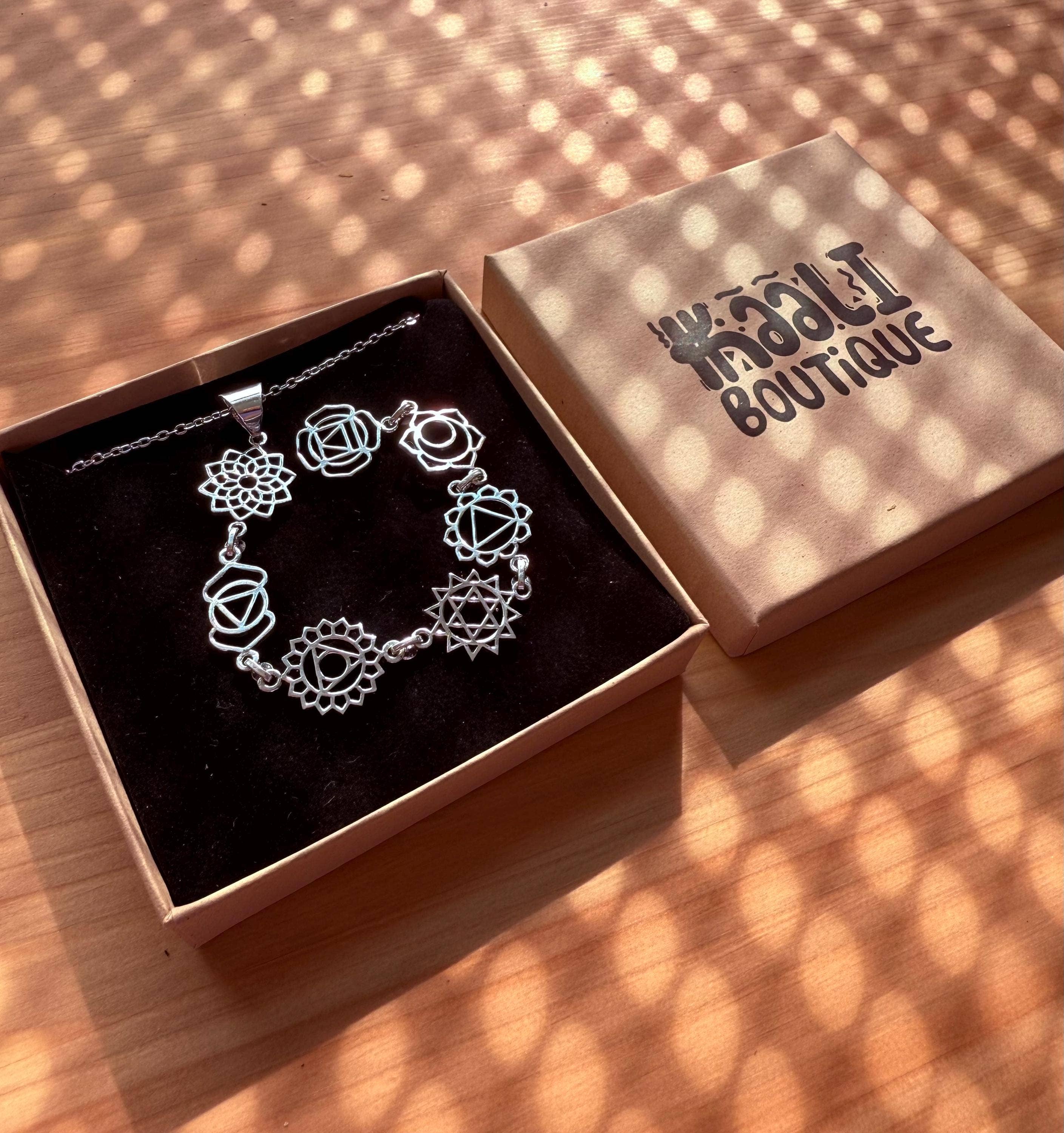 Kaali Boutique – wholesale Pendant/charm necklace – Silver Chakras Necklace with Stainless Steel Chain5