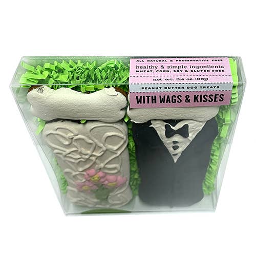 Bubba Rose Biscuit Co. - Wholesale Pet Treats - Dog - With Wags & Kisses Box - Bride & Groom