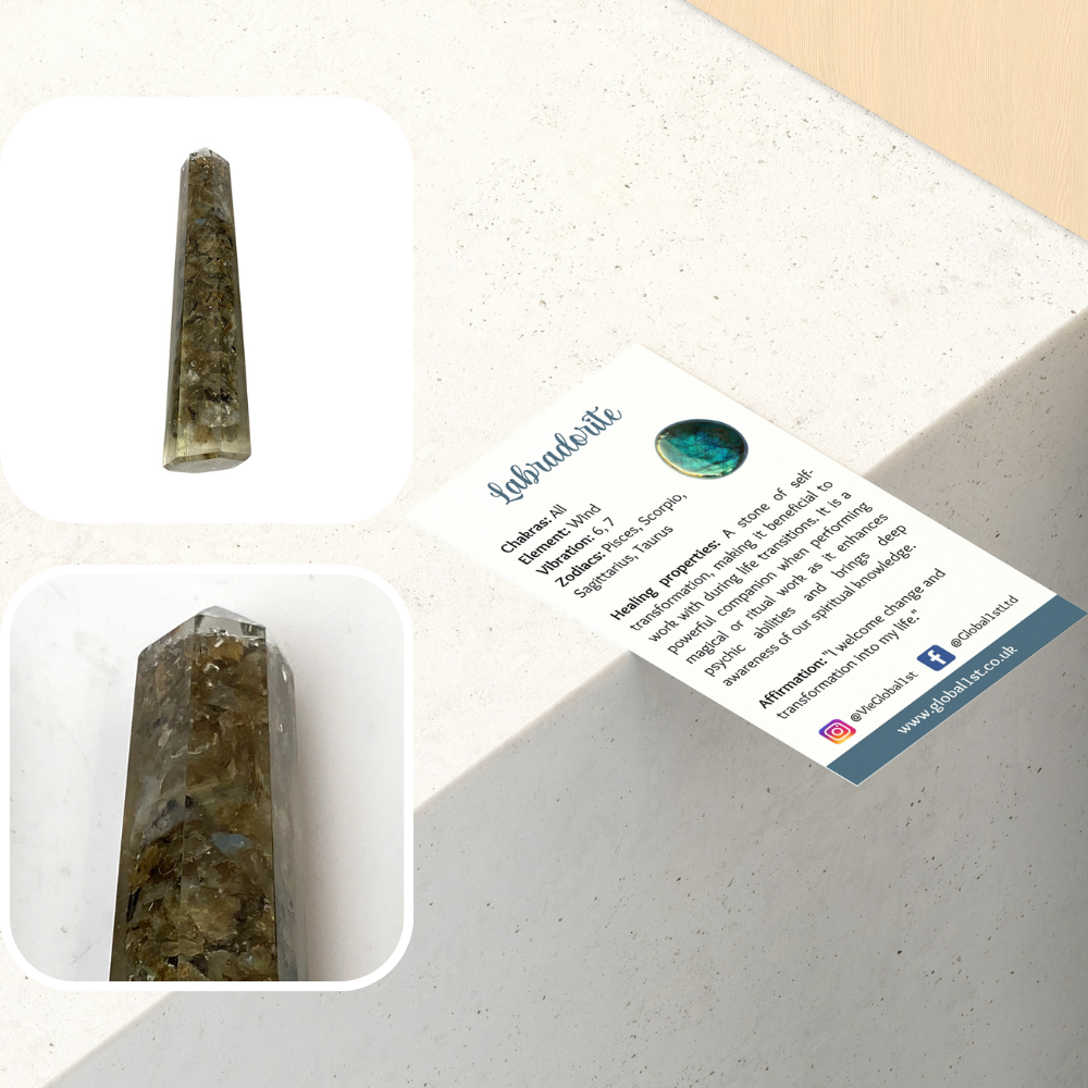 VIE - Vente Pierre et cristal de spiritualité - Tour obélisque en orgonite, 10-12 cm5