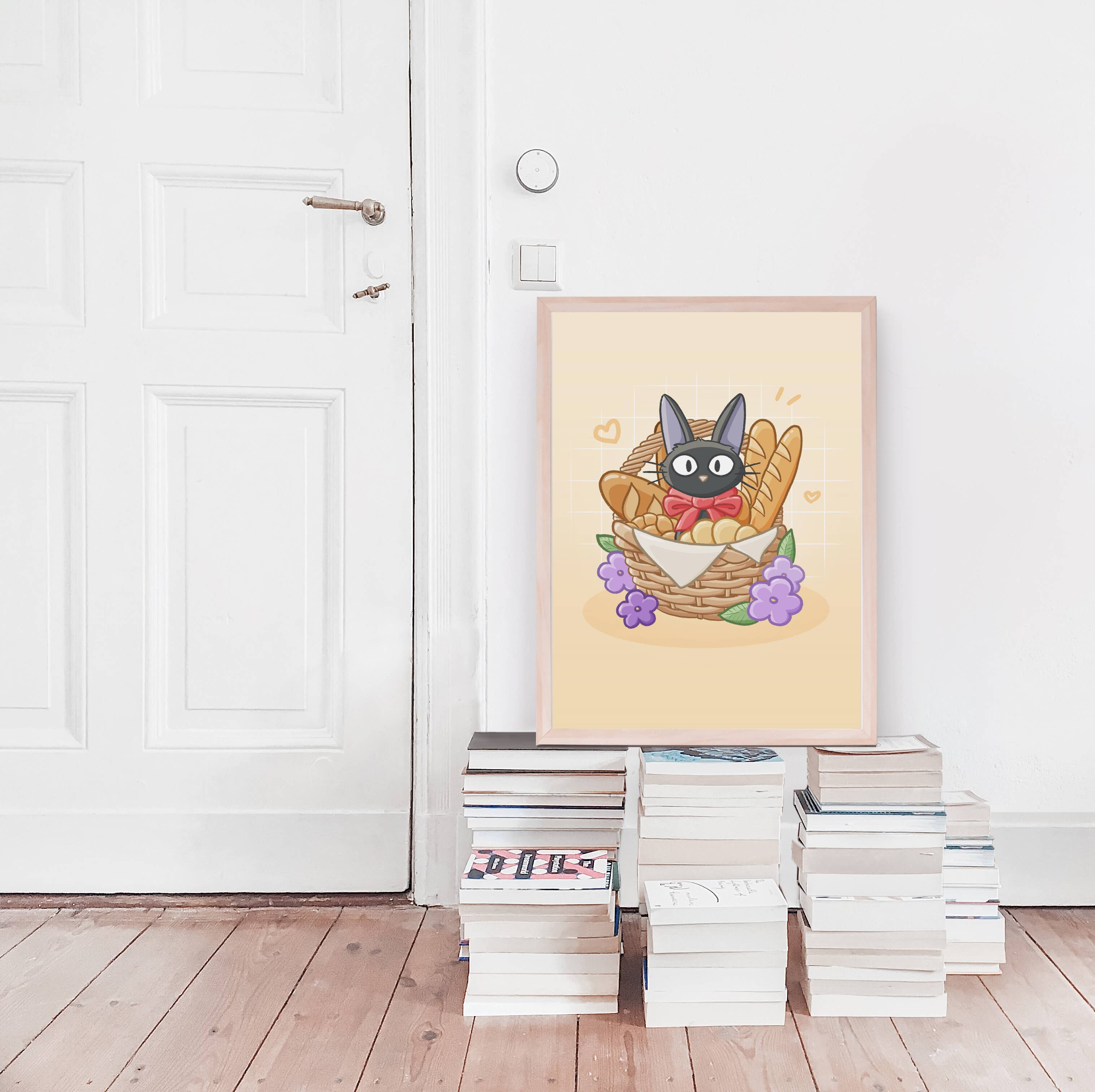 Sarah May Arts - Wholesale Art Print - Bakery Black Cat Print | Fine Line Anime Floral Art7