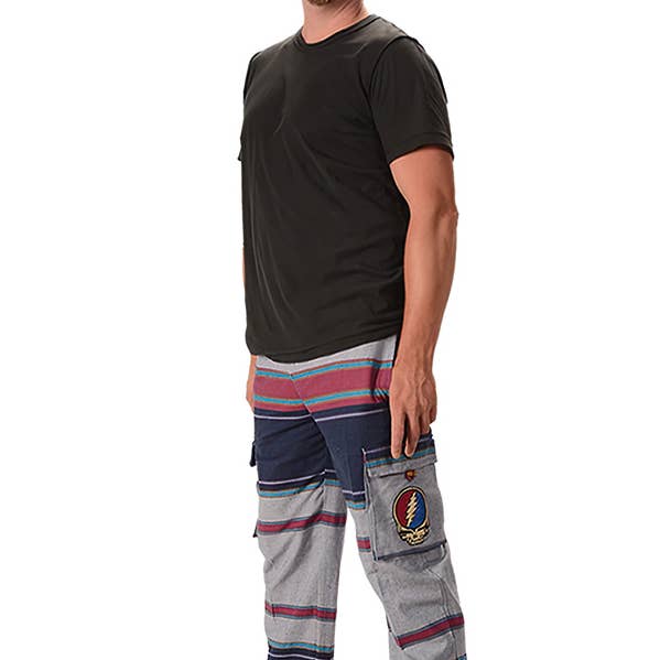 Grateful Dead Steal Your Face Hand Embroidered Cargo Pants for wholesale by Gypsy Rose